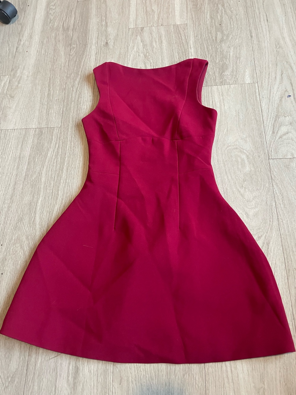 Sleeveless Mini Fit-and-Flare Dress in Deep Raspberry
